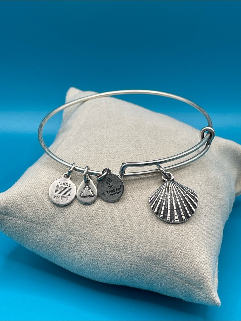Alex and Ani Silver Shell Charm Expandable Bangle